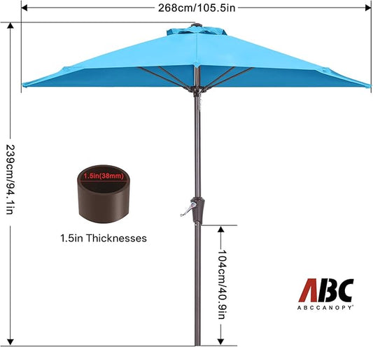 ABCCANOPY Patio Umbrella 9FT - Outdoor Half Umbrellas for Patio, Backyard, Garden, Deck (Turquoise)