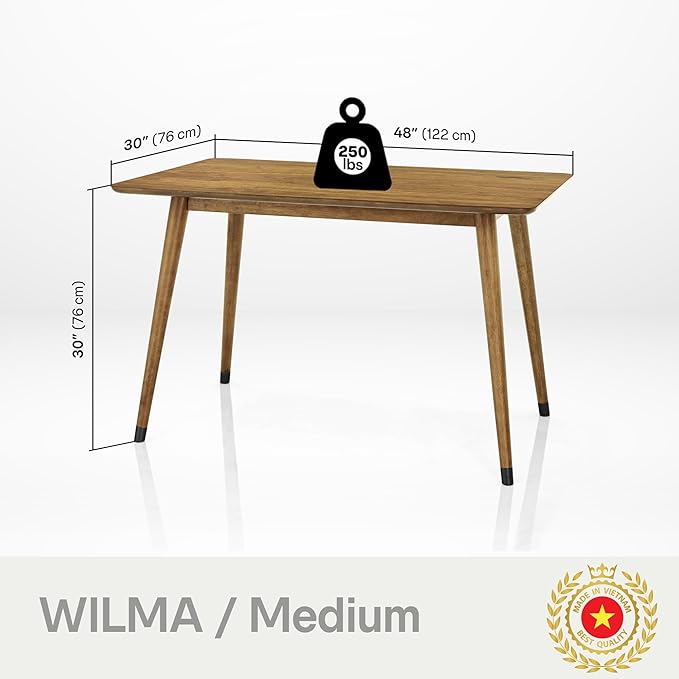 Acacia Wilma 48" Solid Wood Dining/Kitchen Table - Natural Oak, Perfect for Dining Room, Patio, or Work Desk