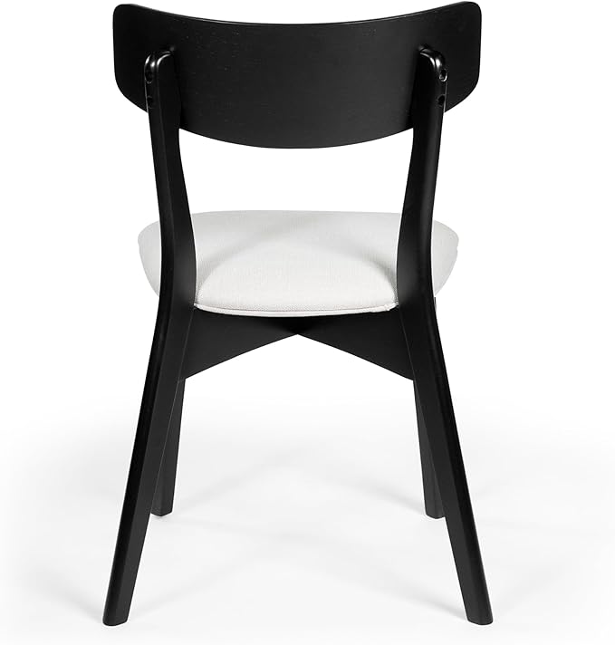 Chazz Upholstered Dining Chairs- Light Beige/Matte Black (Set of 2)