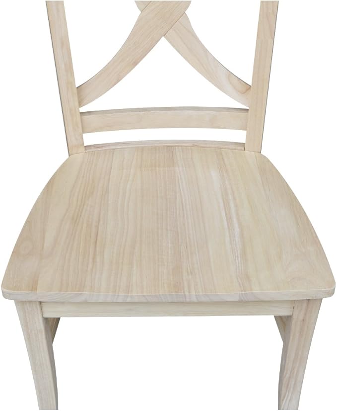 Set of Two Vineyard Curved X Back Dining Chairs, Unfinished