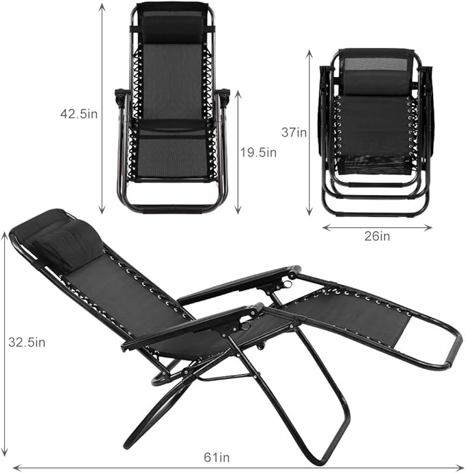 Set of 2 Zero Gravity Chair,Patio Chair,Outdoor Furniture Patio Lounge Camping Chair with Adjustable Folding for Pool Side Camping Yard Beach