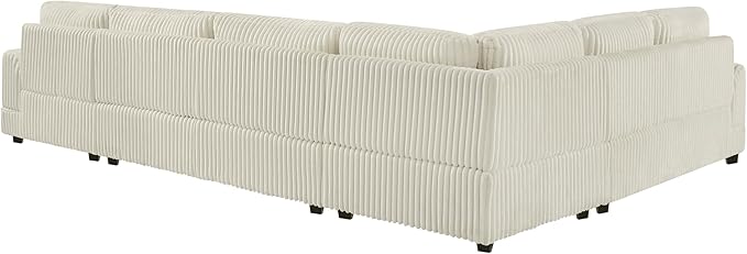 ERYE 129-Inch U-Shaped Sectional Sofa Couch W/Right Facing Chaise Lounge,Oversized Corduroy Upholstered Corner Modular Sofa Couch with 7 Toss Pillows for Living Room Sets