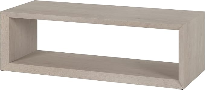 Henn&Hart 58" Rectangular Coffee Table with Open Storage Shelf for Living Room, Family Room, or Office, Beech White