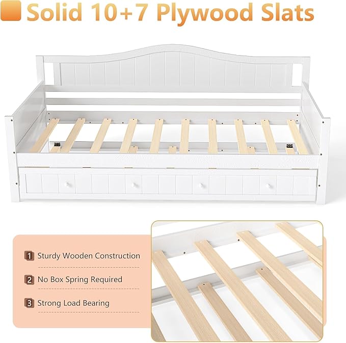 DUMOS Twin Bed Frame with Headboard, No Box Spring Needed, Linen Upholstered Platform Bed Frame with Wood Slats Support, Noise Free, Perfect for a Peaceful Night's Sleep, Twin