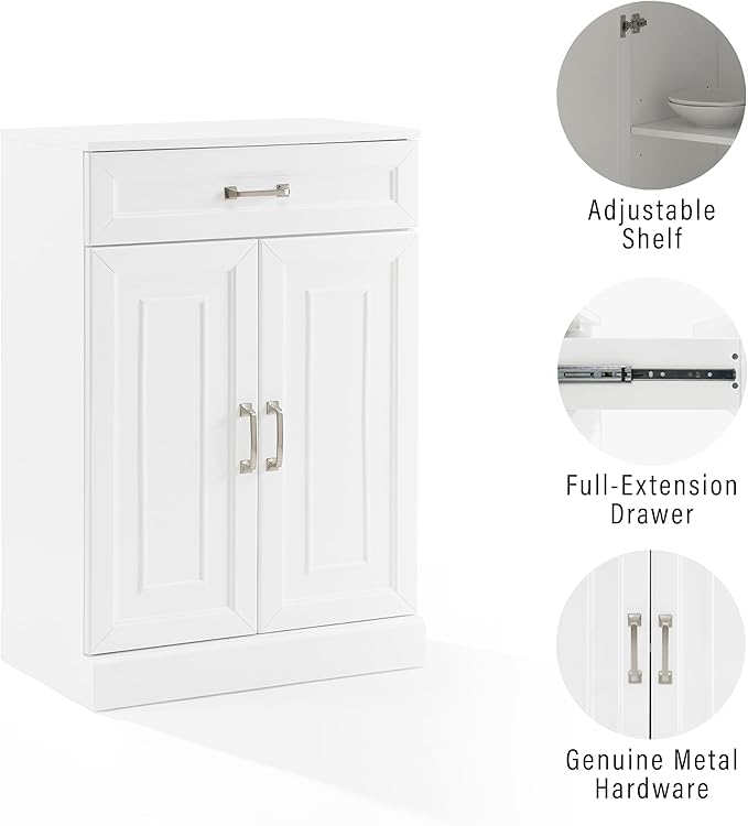 Crosley Furniture Stanton Pantry Storage Cabinet with Shelves, Kitchen, Dining, or Laundry Room, White