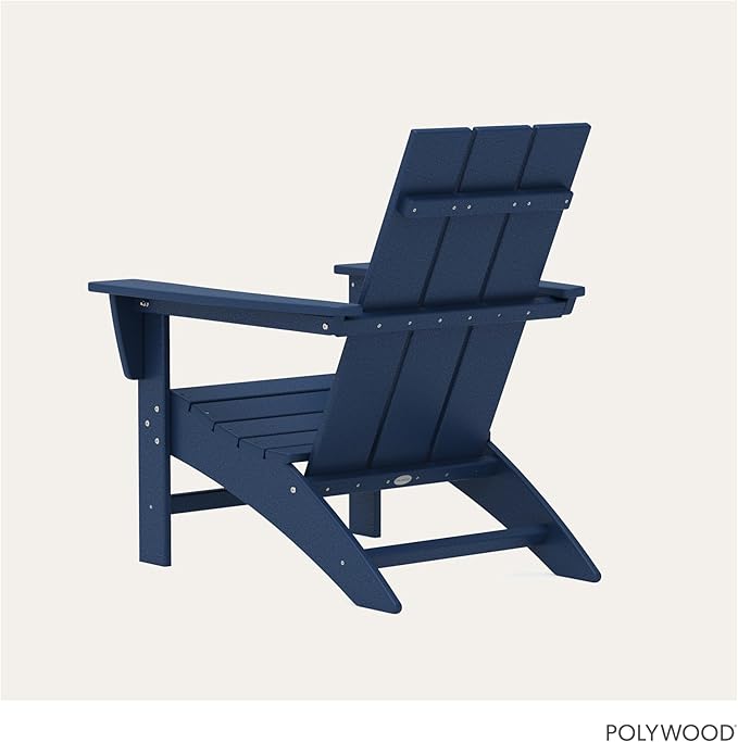 POLYWOOD Modern Adirondack Chair – All-Weather Outdoor Lawn Adirondack Chairs – HDPE, Fade-Resistant & Durable Outdoor Furniture – For Patio, Deck & Fire Pit Chairs – Navy