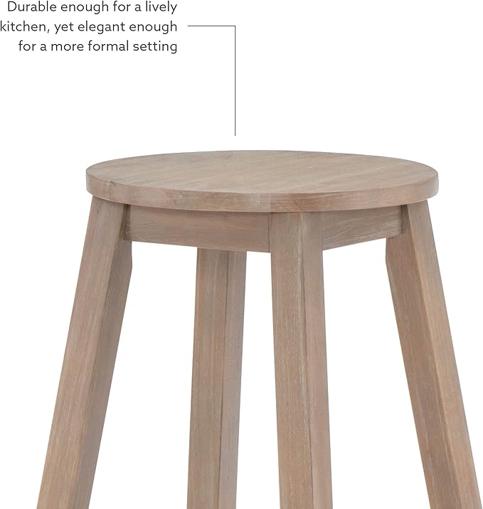 Zeke Grey Wash 24" Counter Stool with Round Seat by Linon