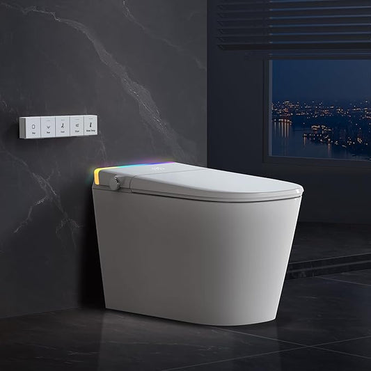 Luxury Smart Toilet with Built-in Tank & Bidet– Ultra-Quiet 4s Flush, Foam Shield for Splash-Free, Auto Open/Close Lid, Foot Sensor, Dual User Memory, 12” Rough-In One-Piece Elongated(ZY760A)