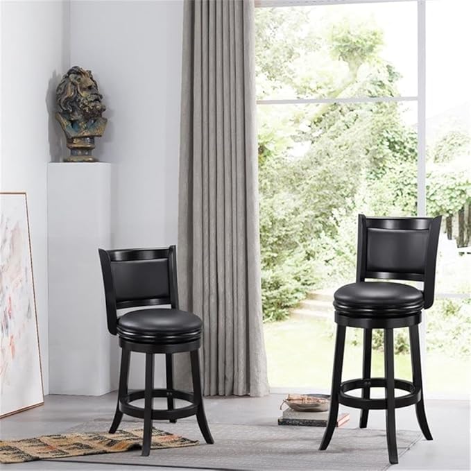 Boraam Augusta Swivel Counter Height Stool, Black