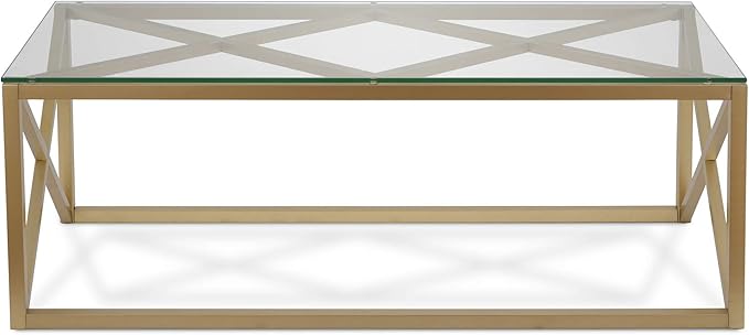 Dixon 46'' Wide Rectangular Coffee Table in Brass