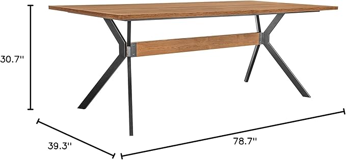 Armen Living Nevada Rustic Oak Wood Trestle Base Dining Table in Balsamico