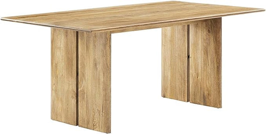 Modway Amistad 72" Solid Wood Modern Farmhouse Rectangular Dining Table in Oak