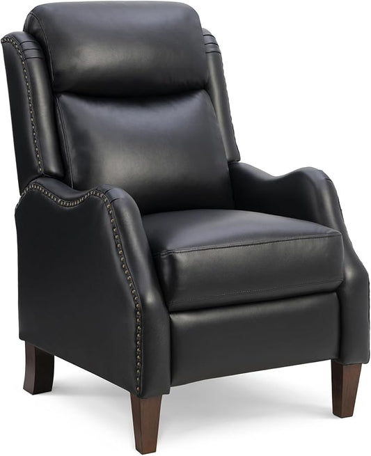 Leather Pushback Recliner Faux Armchair with Rivet Decoration Single Sofa Accent Chair for Living Room Bedroom