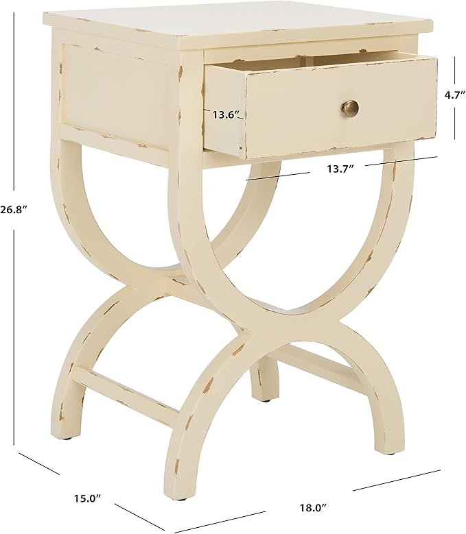Safavieh American Homes Collection Maxine Vintage Cream Accent Table,Vanilla