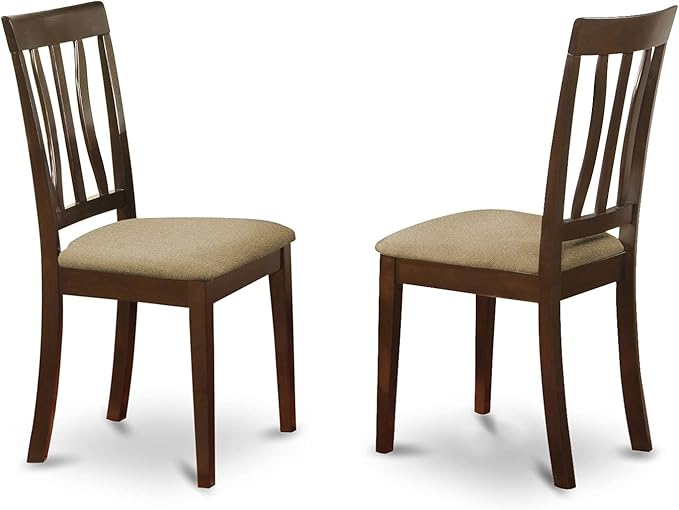 East West Furniture ANC-CAP-W Antique Dining Room Chairs - Slat Back Wooden Seat Chairs, Set of 2, Cappuccino