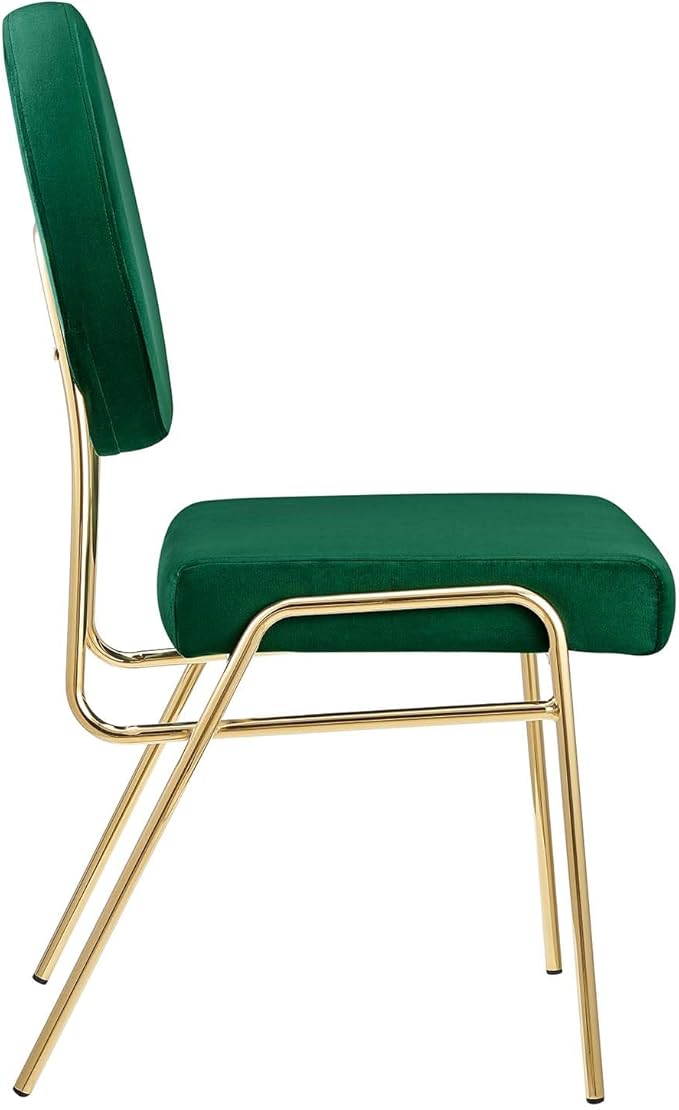 Modway Craft Performance Velvet Upholstered Side Dining Chair in Gold Green