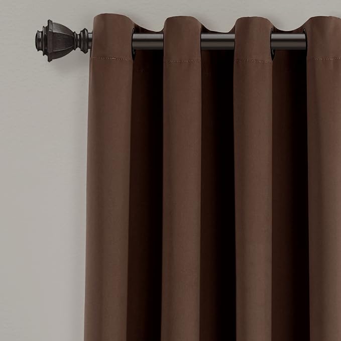 Lush Decor Insulated Grommet Blackout Window Curtain Panels, Pair, 52" W x 84" L, Chocolate - Classic Modern Design - Chic Window Decor - Long Curtains For Living Room, Bedroom, Or Dining Room