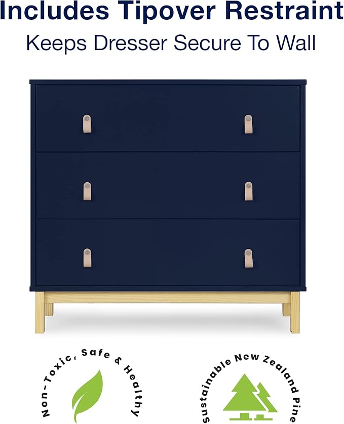 GAP babyGap Legacy 3 Drawer Dresser with Leather Pulls, Navy/Natural
