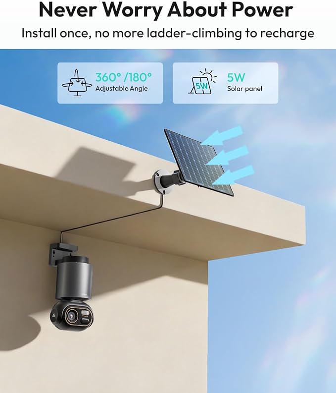 BOTSLAB 4K Security Cameras Wireless Outdoor, 4 Cam-Kit, Solar Camera for Home Security with Full Color Night Vision, No Subscription,AI Recognition,32GB Local Storage Base Station,360° PT,2.4GHz WiFi
