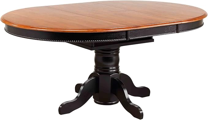 Sunset Trading Pedestal Table with Cherry Finish Butterfly Top, Antique Black