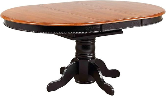 Sunset Trading Pedestal Table with Cherry Finish Butterfly Top, Antique Black