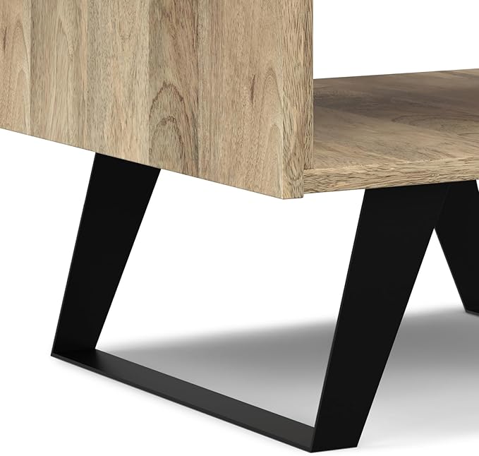 SIMPLIHOME Lowry Modern Industrial 22 inch Wide Metal End Side Table in Natural for the Living Room and Bedroom