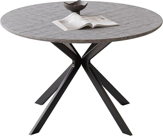 ALBAD 46.4" Round Dining Table, Mid Century Modern Round Dining Room Table for 4-6 with Metal Legs, Easy Assembly Coffee Table, Space-Saving Design for Kitchen and Dining Room