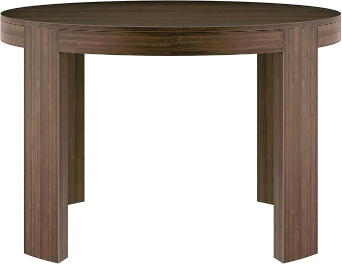 Plank+Beam 47 Inch Contour Round Dining Table, for Kitchen and Dining Room, Walnut