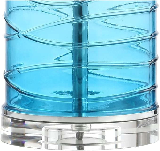 JONATHAN Y 27.5" Turquoise Modern Fused Glass Table Lamp Set of 2 for Bedroom Living Room, Coastal Nightstand Bedside Lamp with White Linen Shade, LED Bulbs Included JYL4016A-SET2
