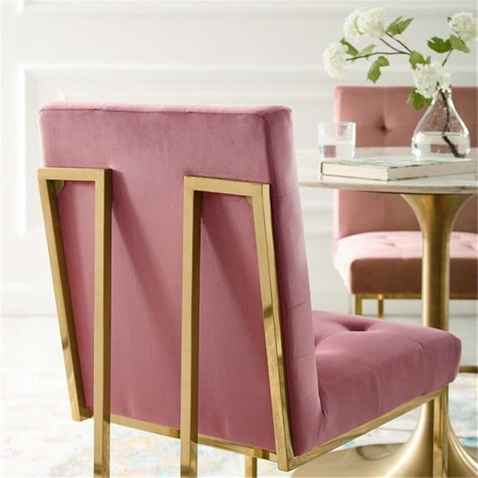 Modway Privy Performance Velvet Gold Stainless Steel Dining Chair in Gold Dusty Rose