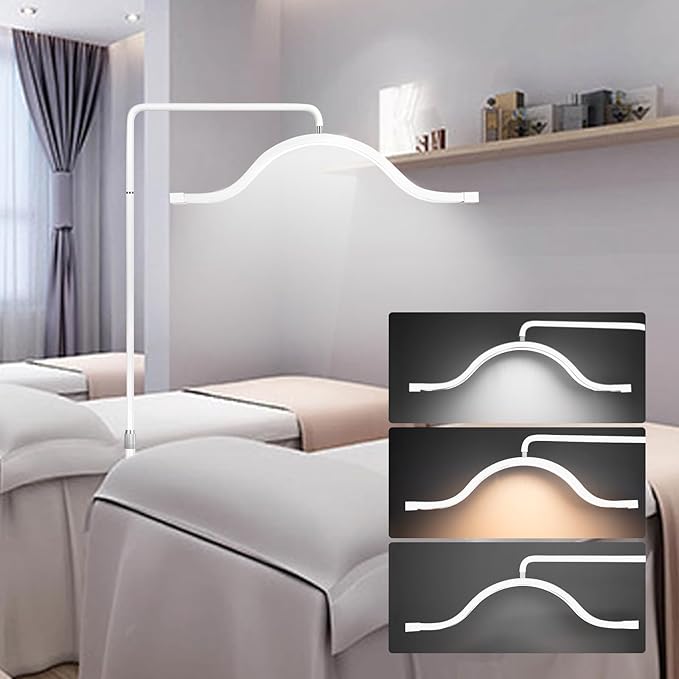 Eyelash LED Floor Lamp Estheticians Light, Tattoo Light, Pmu Lamp, Facialist Moon Lamp, Lighting for Beauty Filming Content Creation (White)