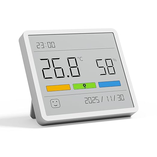 ATuMan TH1 Digital Hygrometer Thermometer, Indoor Temperature Humidity Gauge with 3.67" Large LCD Screen, High Accuracy, Stickable/Standable, Long Battery Life for Home, Baby Room, Office & Greenhouse