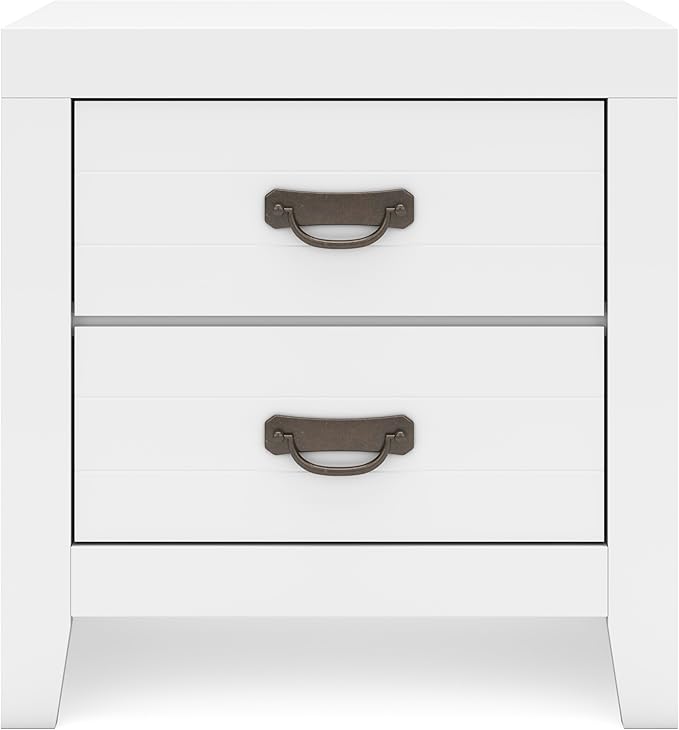 Signature Design by Ashley Binterglen Casual 2 Drawer Nightstand with Safety Stop, 23.63" Tall, White