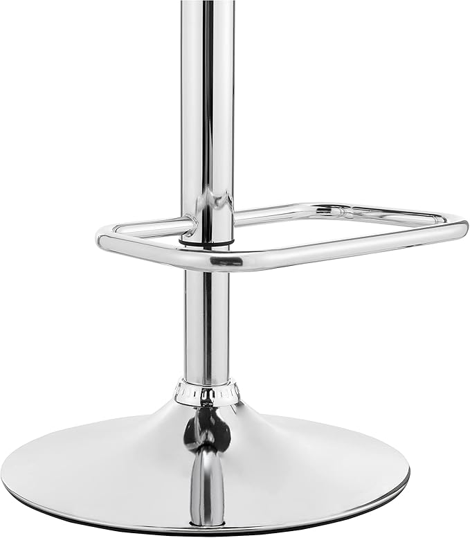 Armen Living Leland Adjustable Black Faux Leather and Chrome Finish Bar Stool