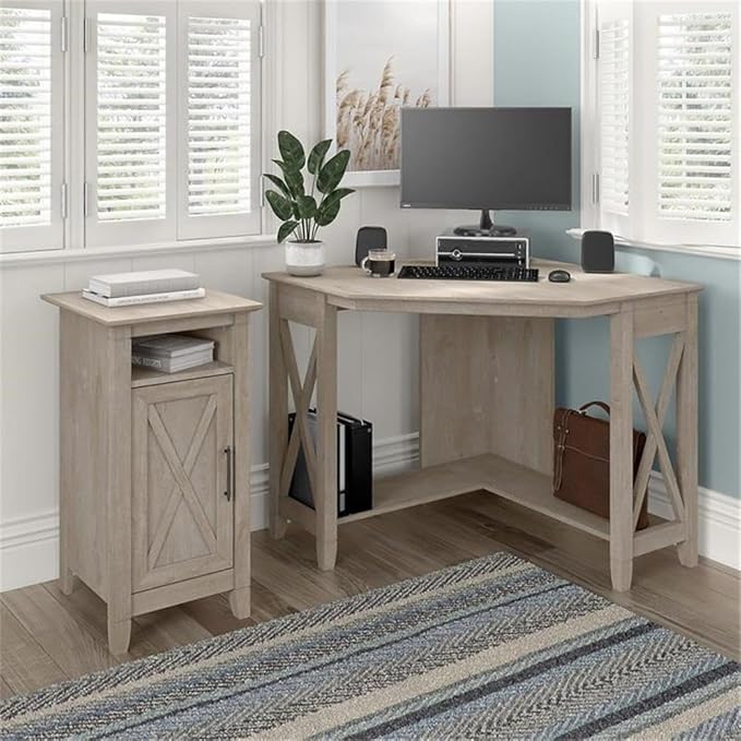 Bush Home Key West Small Storage Cabinet with Door in Washed Gray