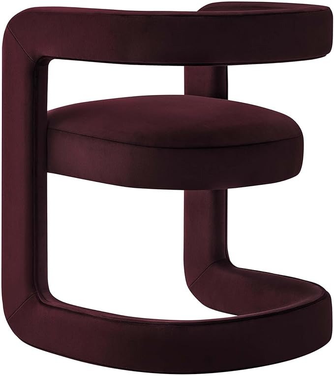 Modway Winslow Stain-Resistant Performance Velvet Dining Chair in Mulberry - Open Back Barrel Armchair - Upholstered Dining Chair - Cozy Reading Chair or Velvet Vanity Chair