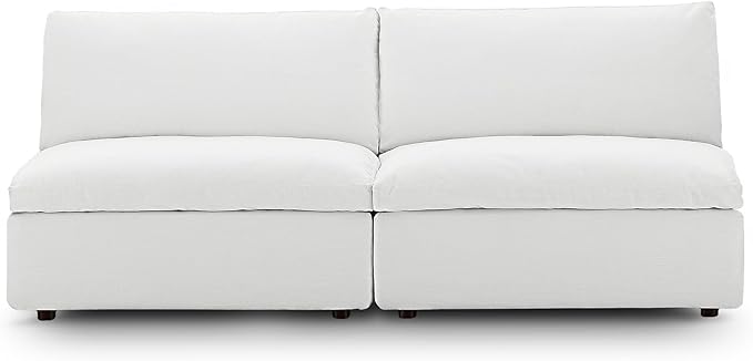 Modway Commix Upholstered Modular Armless Loveseat - Down-Filled Overstuffed Sectional Sofa - 2 Seater Couch - Armless Chairs Set for Contemporary Living Rooms