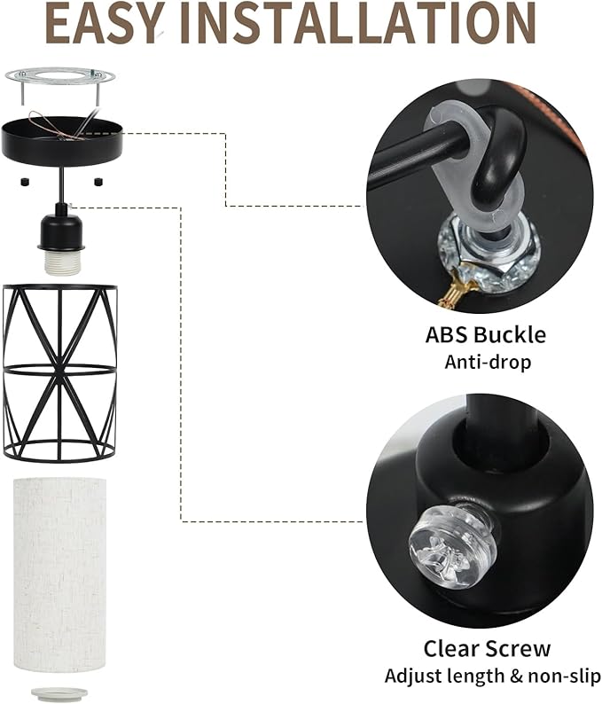 7"×10" Matte Black Pendant Light, Adjustable Height Island Lights for Kitchen with Linen Shade, Modern Kitchen Pendant Lighting Over Island, Dining Room, and Living Room
