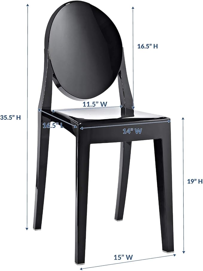 Modway Casper Modern Acrylic Stacking Kitchen and Dining Room Chair in Black - Fully Assembled