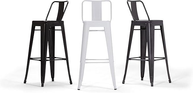 SIMPLIHOME Rayne Industrial Metal 24 inch Counter Height Stool (Set of 2) in Grey for the Dining Room and Kitchen
