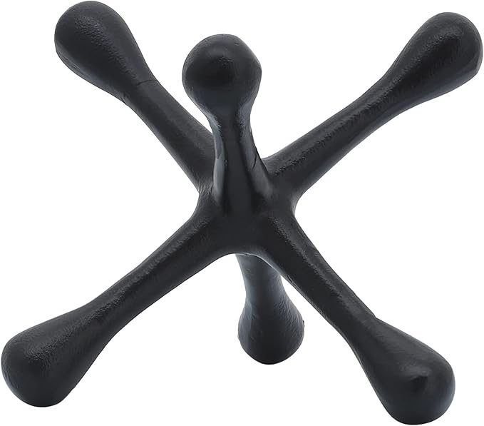 Metal Decorative Sculpture – Accessories for Room and Shelf Styling, Table, Desk, or Bookshelf Placement, Modern Sculpture Home Decor Accent for Layered Vignettes – 5", Black Matte Finish