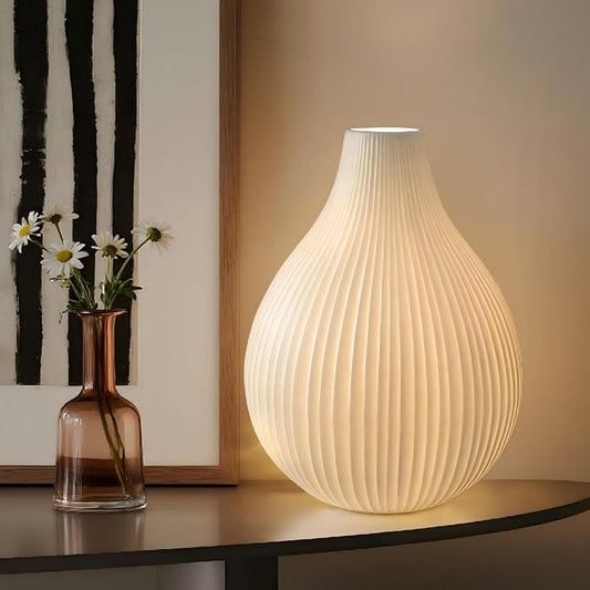 RONDURE 11.0" Modern Ceramic Table Lamp, Fully Dimmable Modern Bedside Lamps for Bedroom, Living Room and Nightstand, White Translucent Ceramic Shade, Warm Ambient Lighting, Corded, Bulb Included