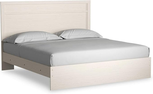 Signature Design by Ashley Stelsie Vintage King Panel Bed, Foundation or Box Spring Needed, White