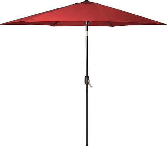 6 Ft Outdoor Patio Umbrella, Easy Open/Close Crank and Push Button Tilt Adjustment - Wine Red Burgundy Market Umbrellas