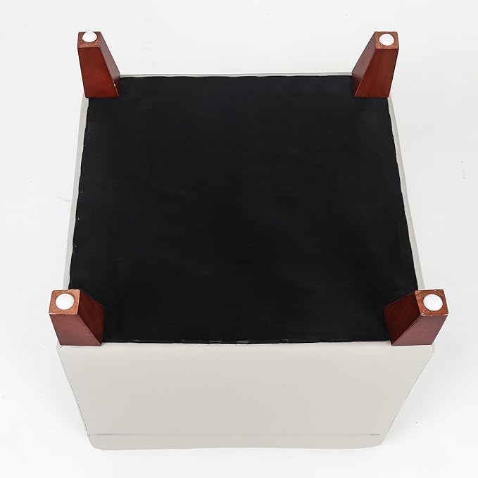 Adeco 18" Square Storage Ottoman, Premium Faux Leather Lift-Top Footrest & Coffee Table, Modern Upholstered Cube with Sturdy Wood Legs, Extra Seat for Living Room, Bedroom - Elephant Grey