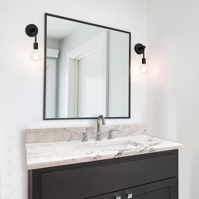 XiNBEi Lighting Wall Sconce Single 1 Light Sconces Wall Light with LED Bulb, Black Vanity Light for Bathroom Hallway Bedroom XB-W1234-1-MB-G30