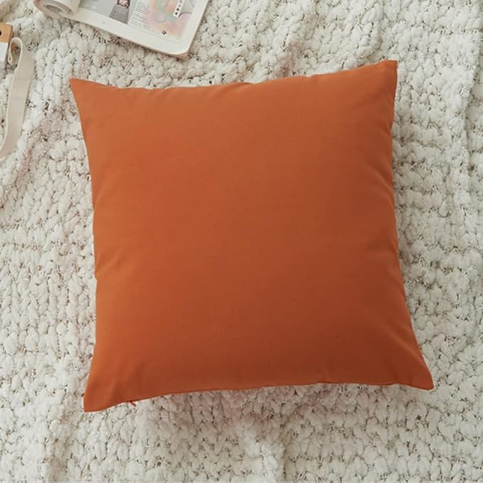 HOPLEE Orange Fall Farmhouse Pillow Covers 20x20 Orange Throw Pillow Covers Cushion Cover with Buffalo Plaid, Solid Orange, Striped and Gingham Plaid Design 20x20 inches,4 Pack