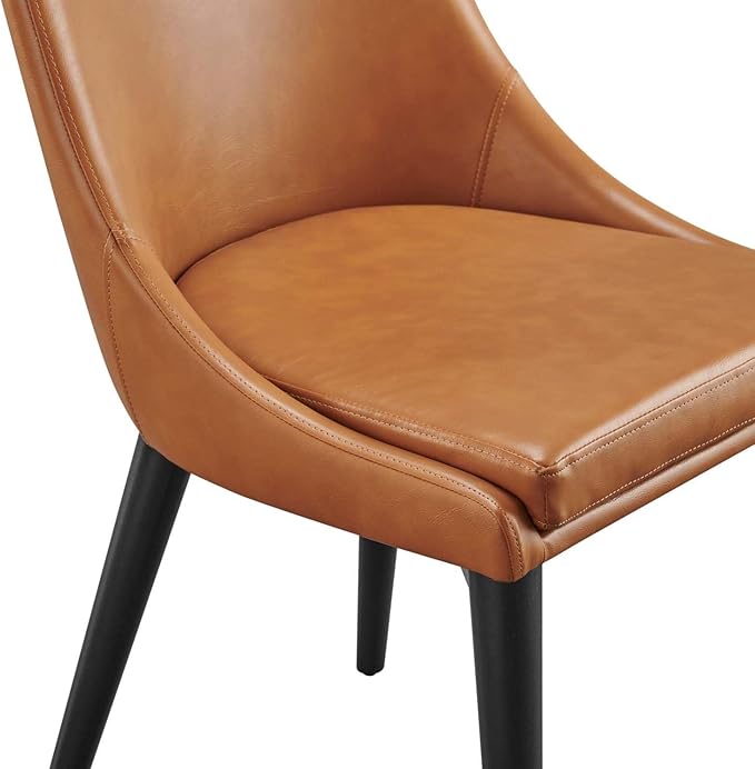 Modway Viscount Mid-Century Modern Faux Leather Upholstered, Dining Chair, Tan