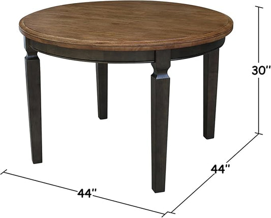 IC INTERNATIONAL CONCEPTS 44 x 44 in Round Top Solid Wood Dining Table in Hickory/Washed Coal