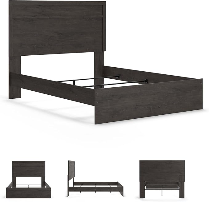 Signature Design by Ashley Belachime Casual Queen Panel Bed with Metal Slats, Foundation or Box Spring Needed, Black